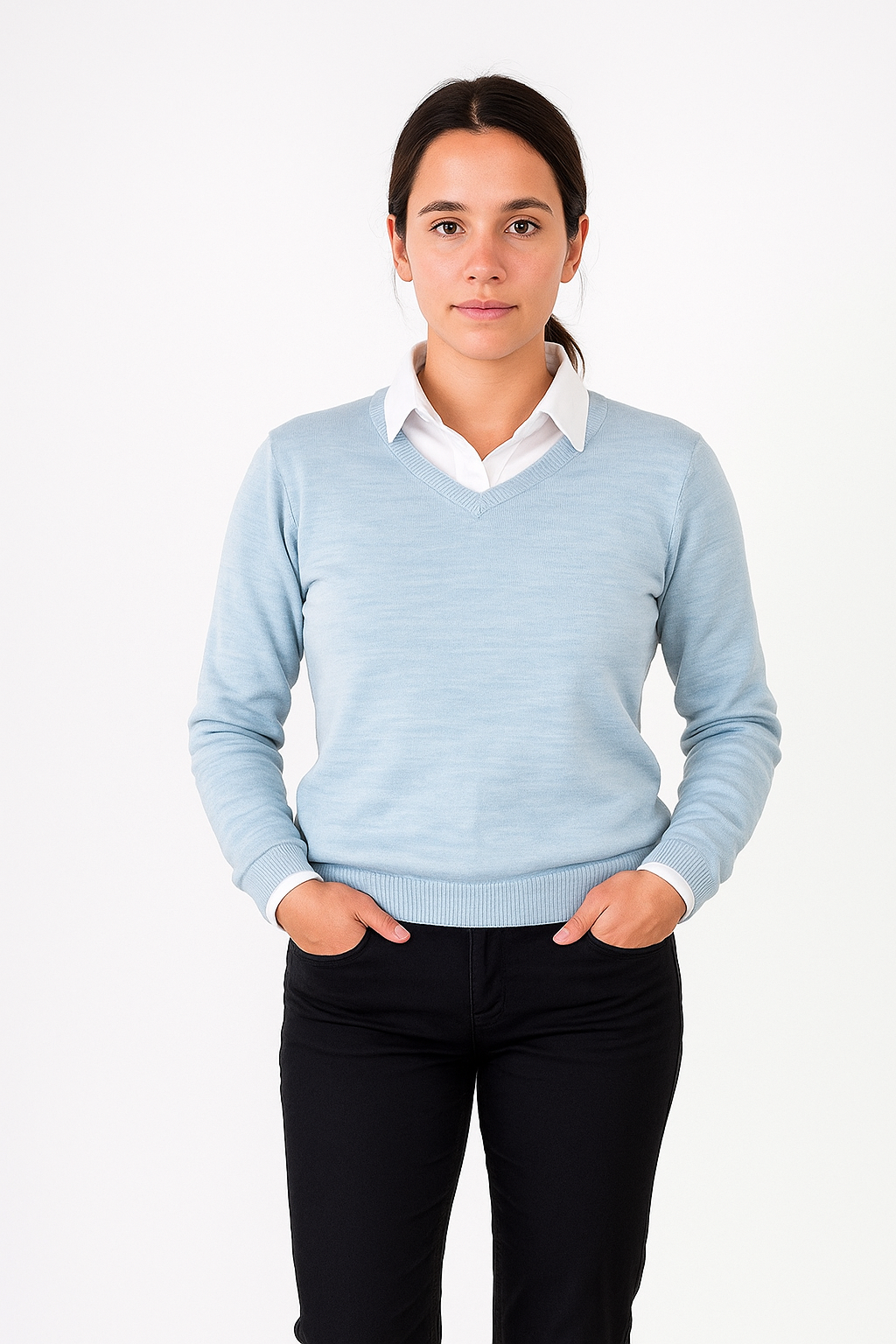 Pure Merino V-Neck Jumper Fine Gage