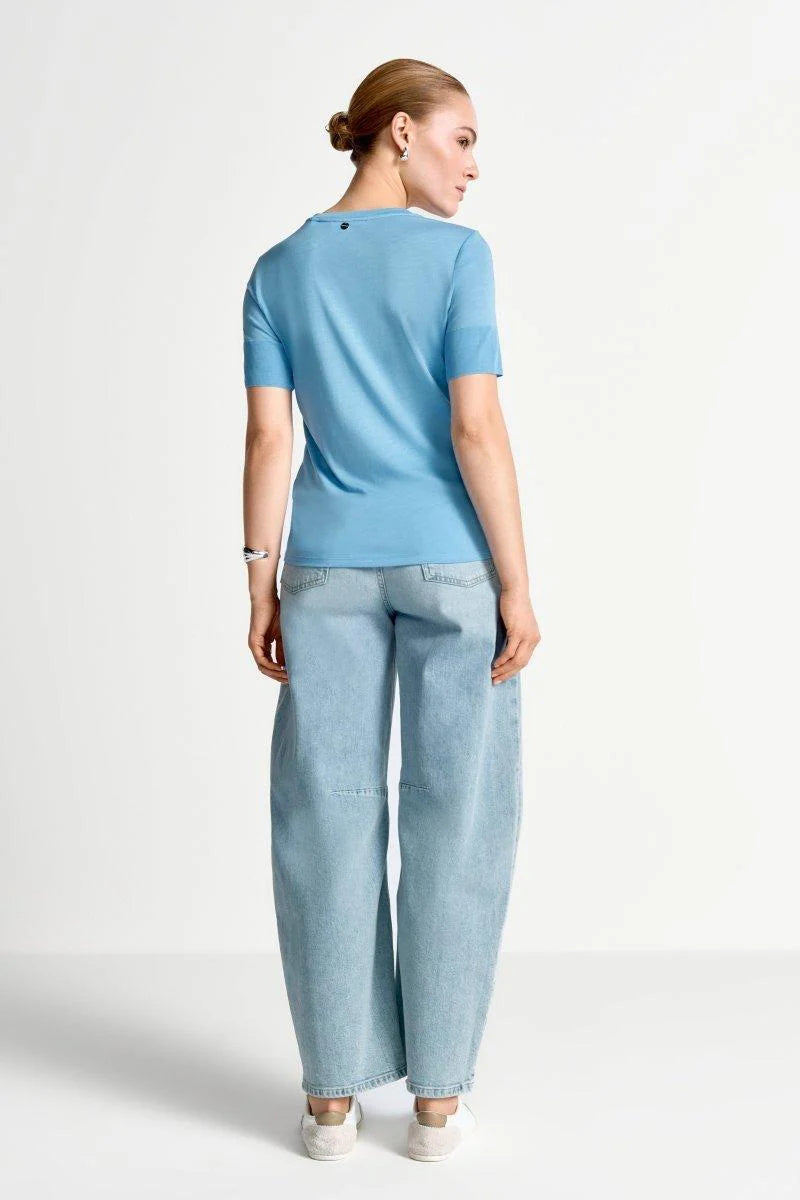 RICH & ROYAL T-SHIRT WITH RIBBED CUFFS
