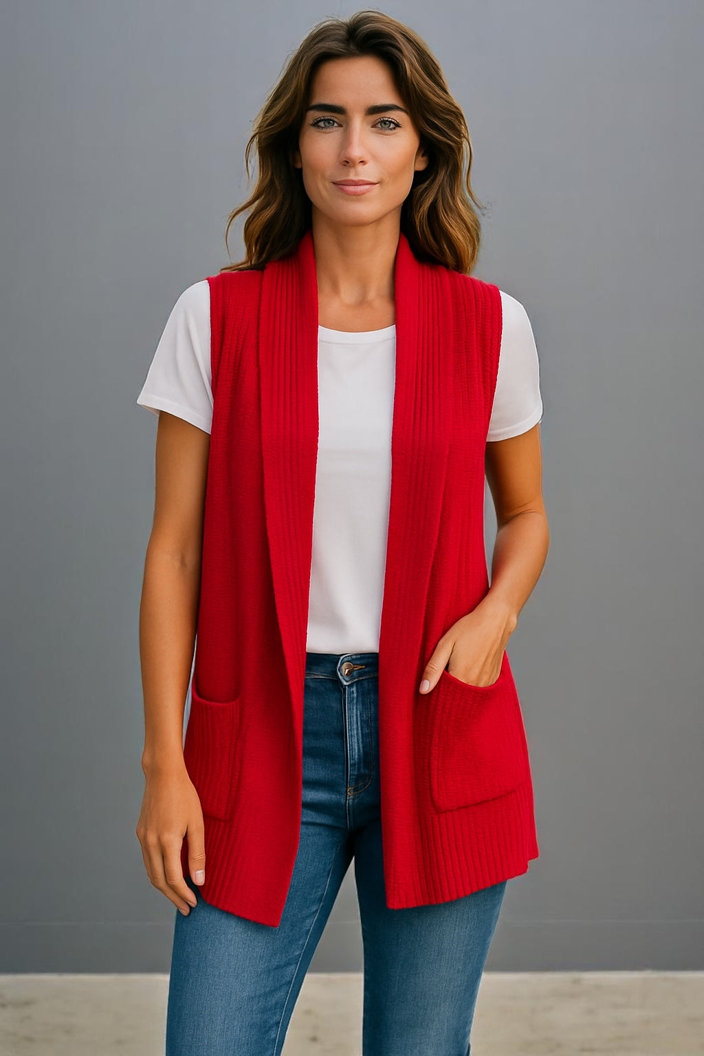 Bella Knitwear Vest with Pockets
