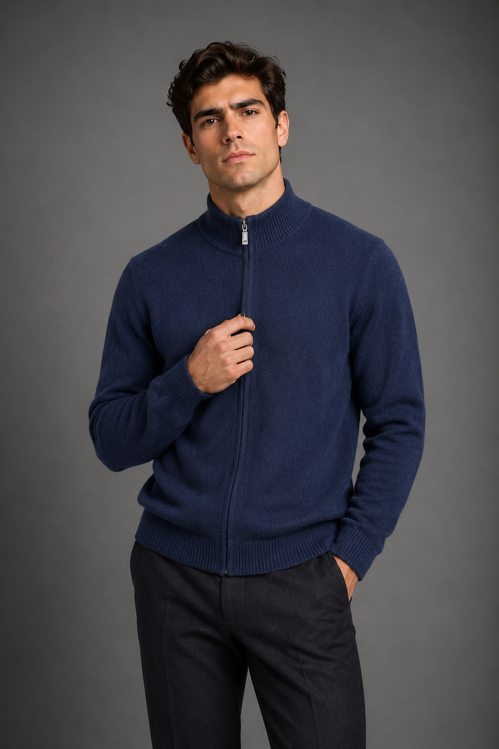 100% CASHMERE FULL ZIP CARDIGAN