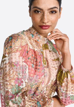 RICH & ROYAL PRINTED MIDI DAY DRESS WITH BELT