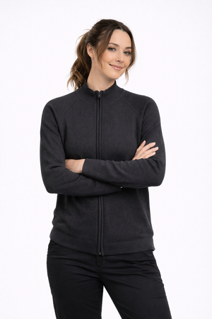 MTF LADIES LONG SLEEVE WITH 2 WAY ZIP POINTELLE CARDIGAN