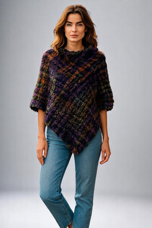 Angora Fur Knitted Natural Fur Poncho