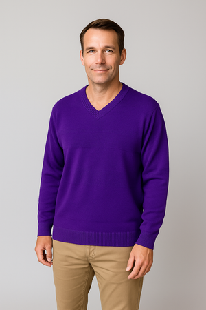 SELF STRIPE CONTRAST V- NECK