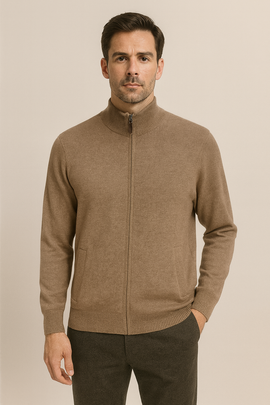 ANSETT GOLD FULL ZIP MERINO / CASHMERE L ONLY