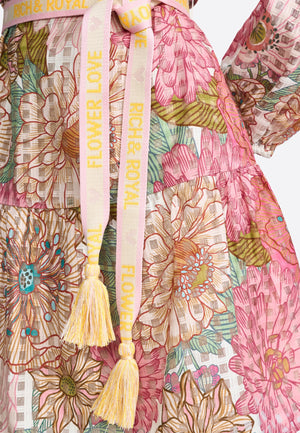 RICH & ROYAL PRINTED MIDI DAY DRESS WITH BELT