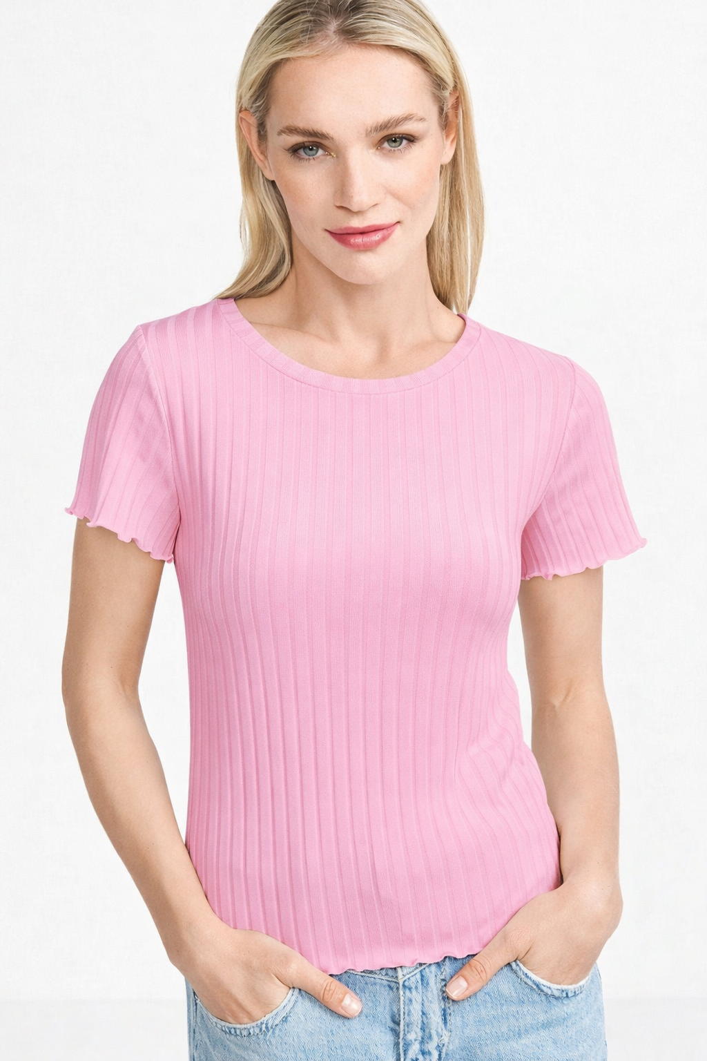 RICH & ROYAL FIGURE-HUGGING RIBBED SHIRT