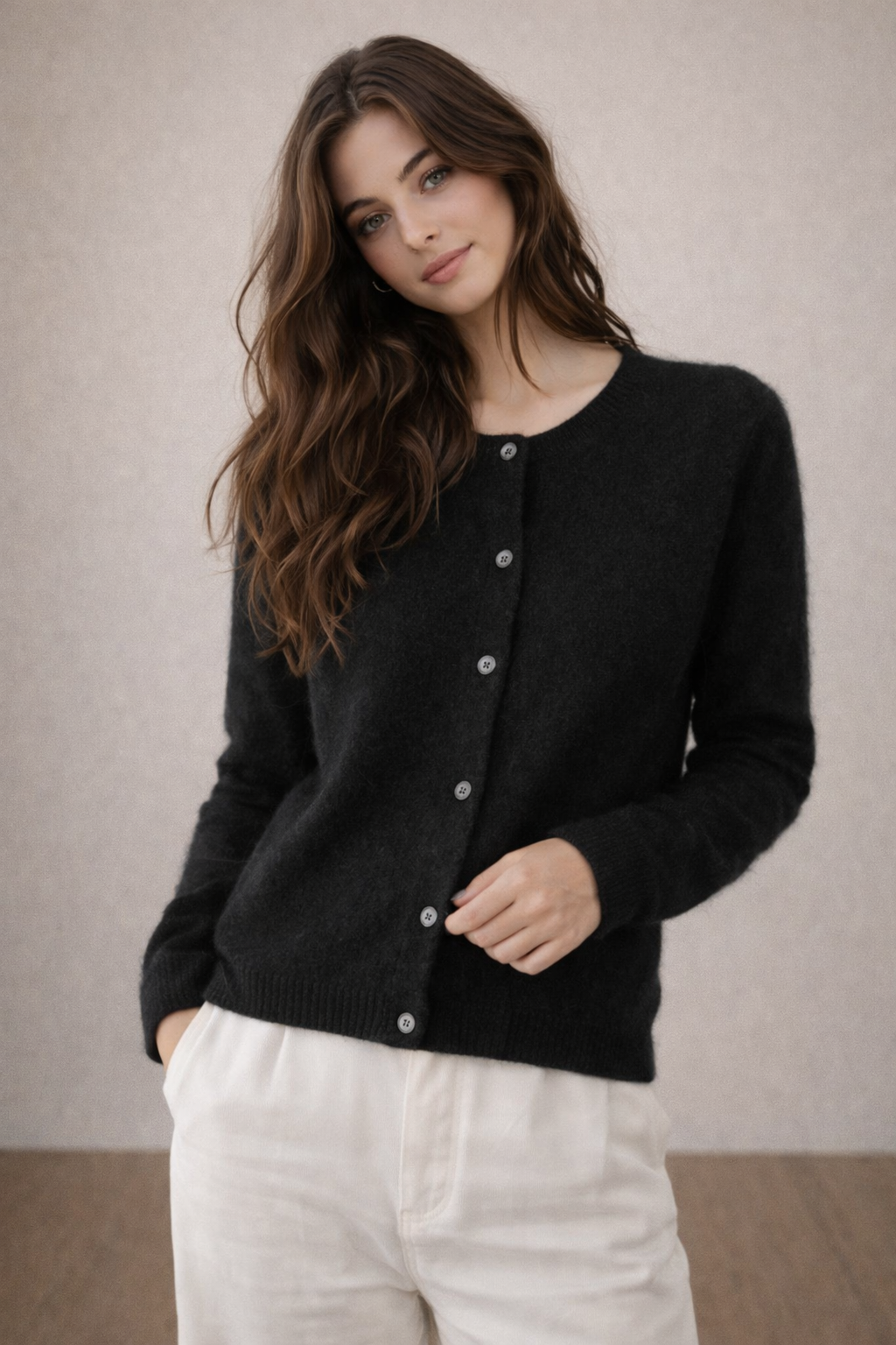 Pure wool Cardigan Round Neck Knit on Australia