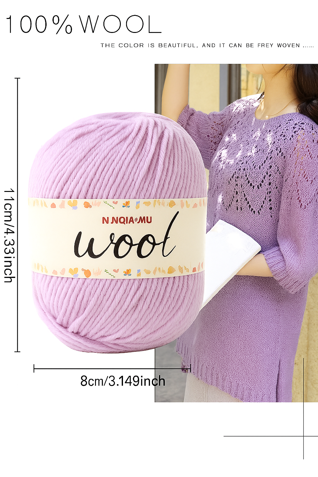 100% Pure Wool, Soft Knitting Crochet Yarn 50g