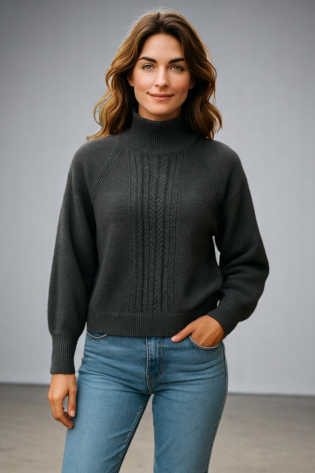 Bridge & Lord Merino/Cashmere Cable Raglan Pullover