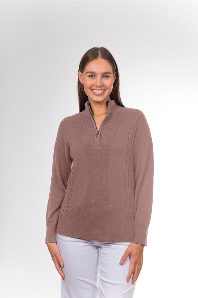 CABLE QUARTER ZIP PULLOVER