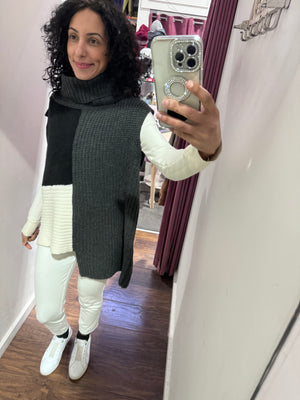 Sovrano vest roll neck charcoal white and black