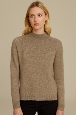 Pure Wool Mock Neck Half Pattern Knit on Australia