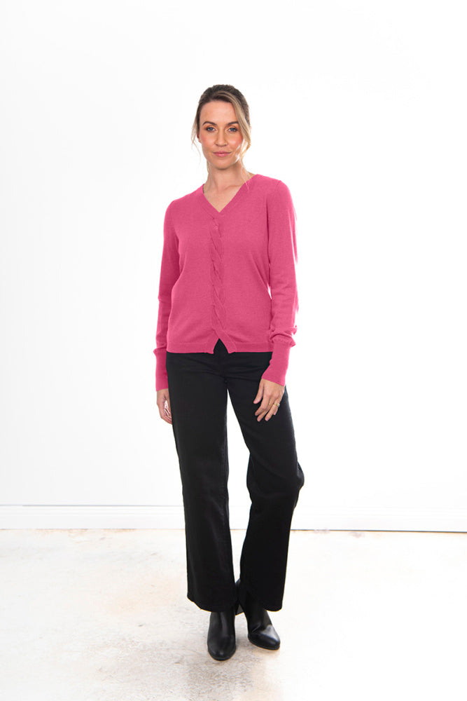 VEE PULLOVER WITH PLAIT