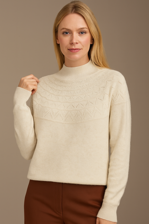 Pure Wool Mock Neck Half Pattern Knit on Australia