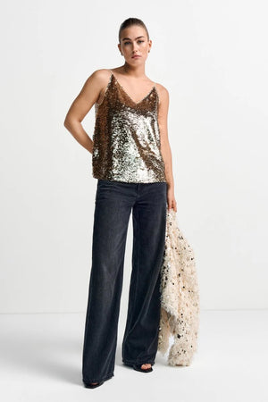 RICH & ROYAL SEQUIN TOP WITH SPAGHETTI STRAPS
