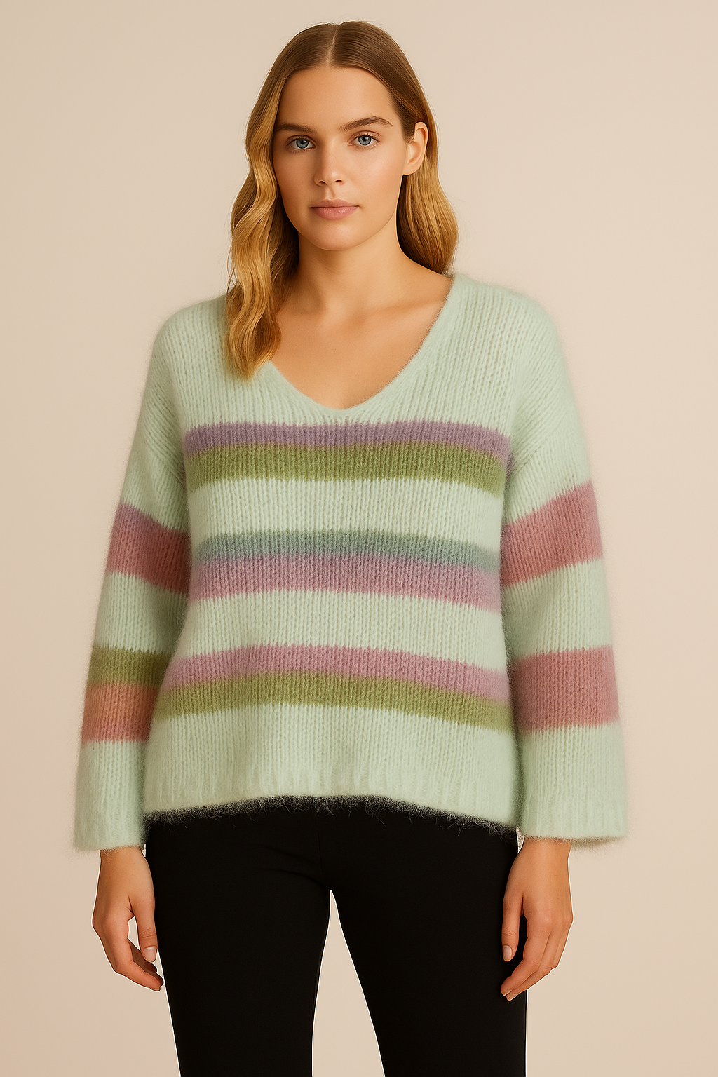 MISS GOODLIFE V NECK STRIPS