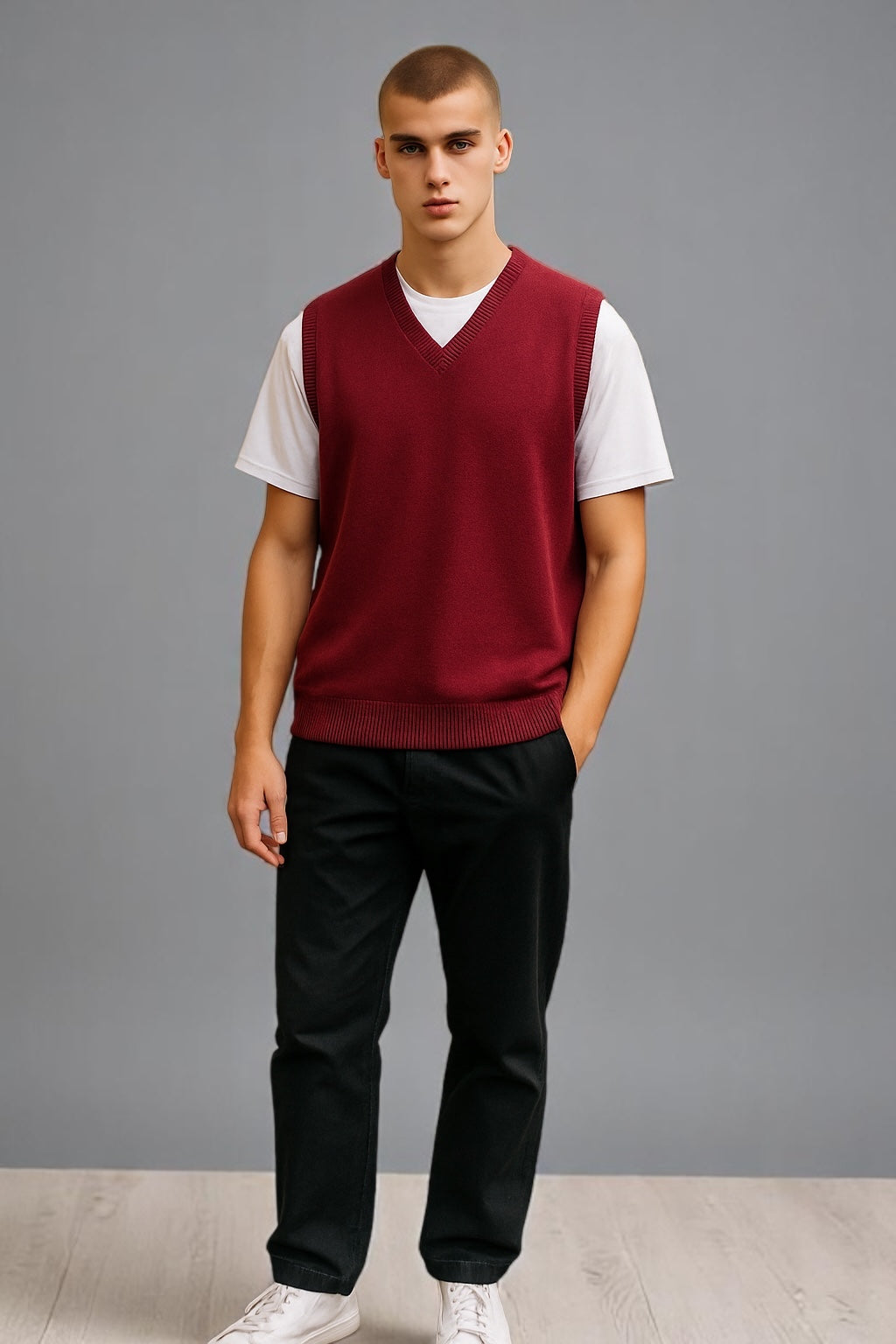 Ansett Vest Machine washable V-Neck pure wool