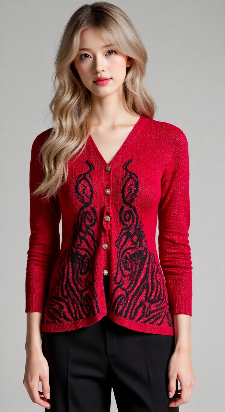 Sovrano pure cotton Red cardigan v neck only in size S