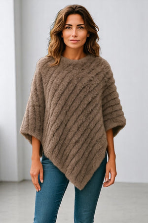 Angora Fur Knitted Natural Fur Poncho