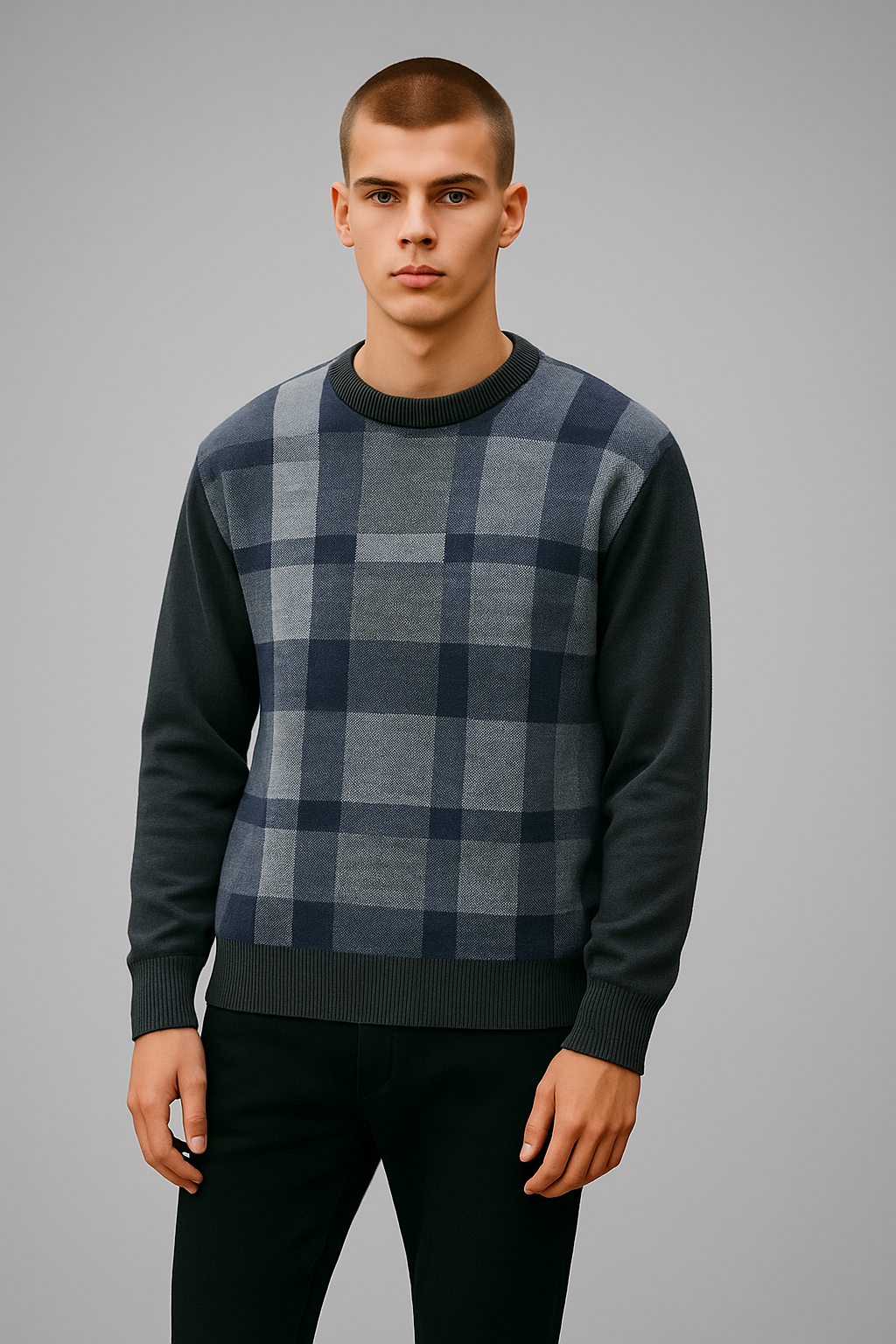 Fields Knitwear Pure Australian Merino Wool Crew Neck with Pattern