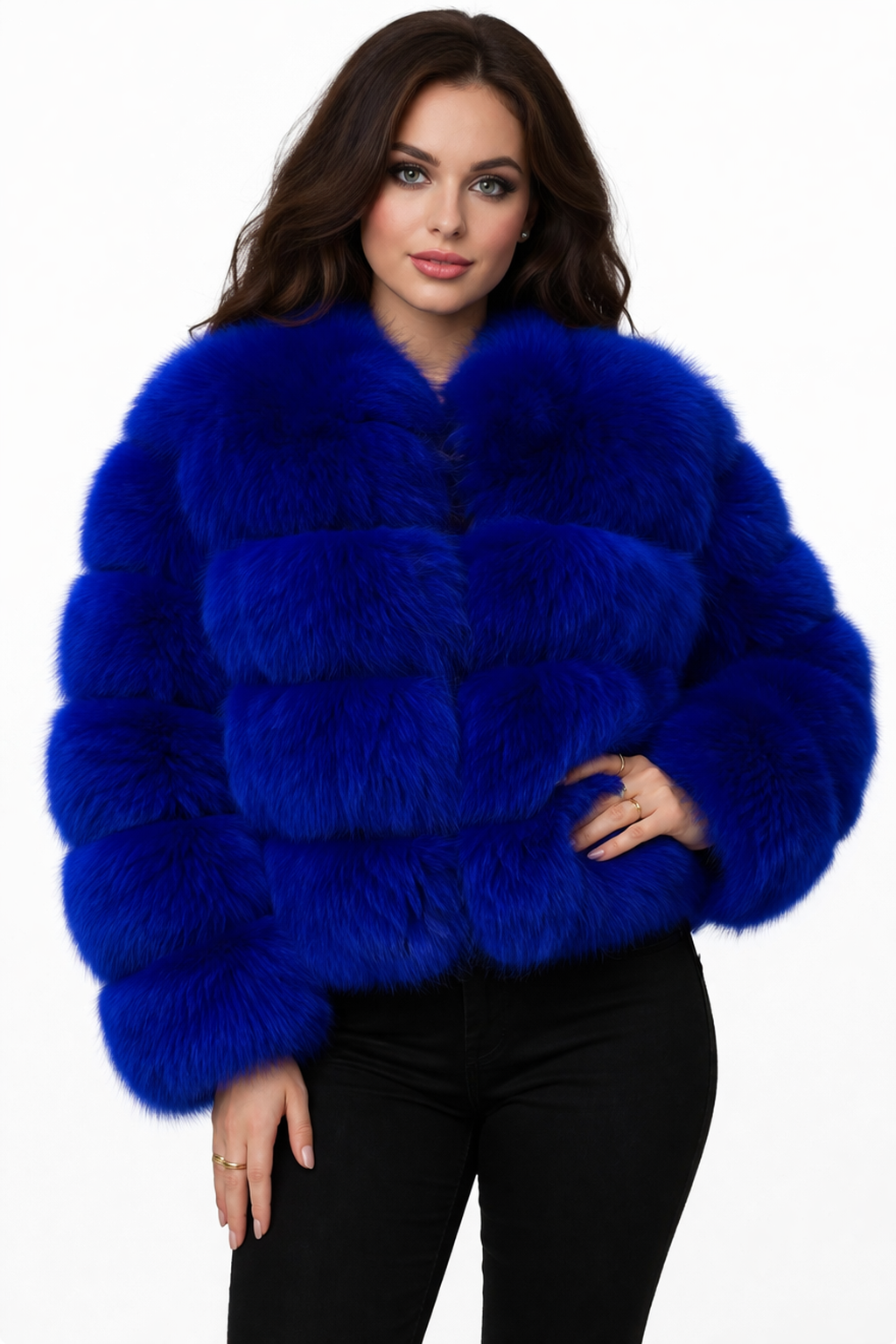 Real Fox fur luxury women coat