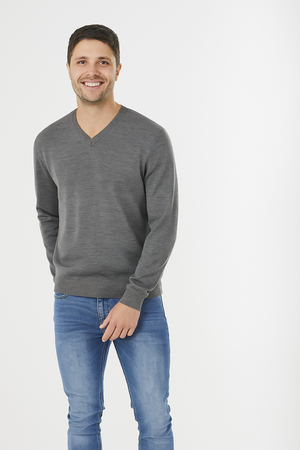 PURE MERINO WOOL FINE KNIT ESSENTIAL VEE PULLOVER BRIDGE & LORD