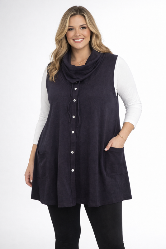 Cardigan Vest Roll Neck Fields