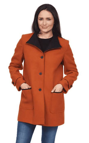 KESTA LONG LINE TWO TONE FUNNEL NECK COAT MADE IN UK