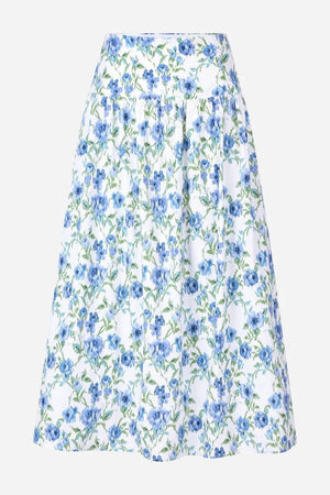 RICH & ROYAL FLORAL HIGH-WAISTED MIDI SKIRT
