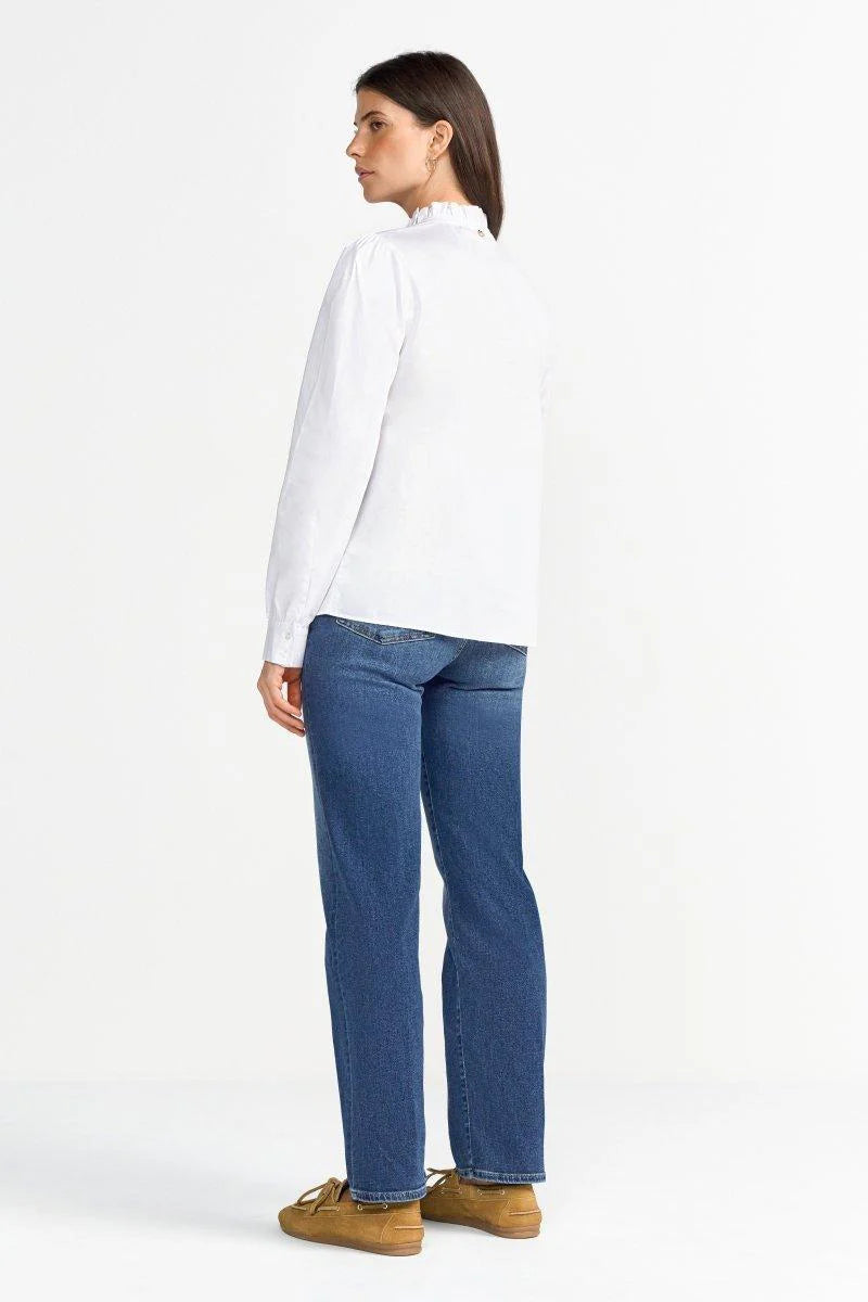 RICH & ROYAL WHITE BLOUSE WITH RUFFLED COLLAR