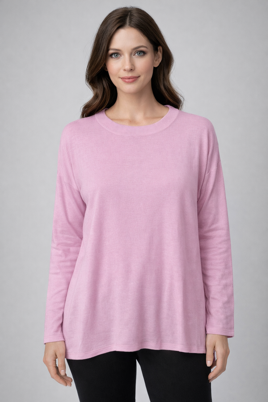 PURE WOOL CREW OVERSIZED PULLOVER WITH BUTTONS BACK