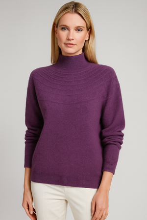 Pure Wool Mock Neck Half Pattern Knit on Australia