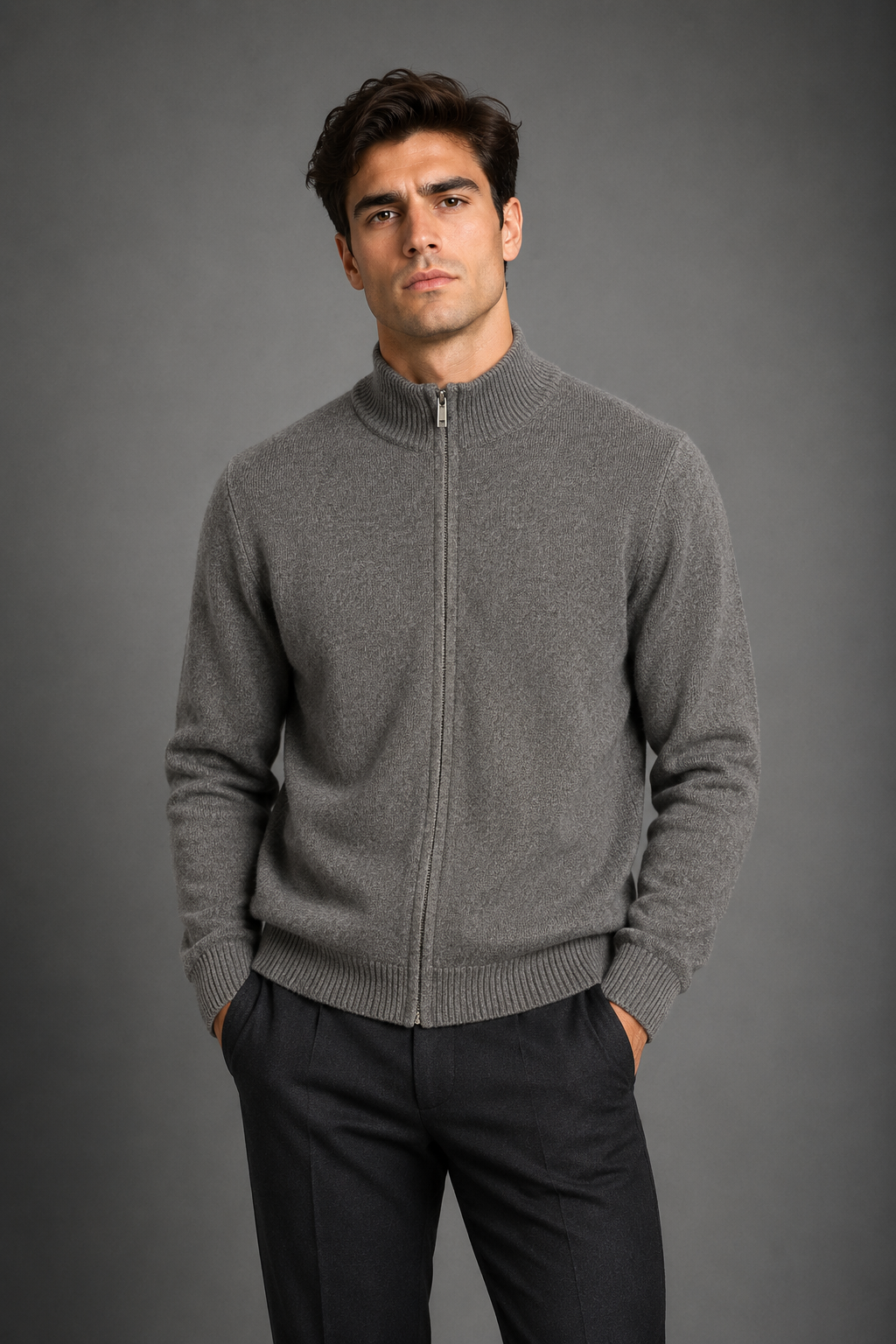 100% CASHMERE FULL ZIP CARDIGAN