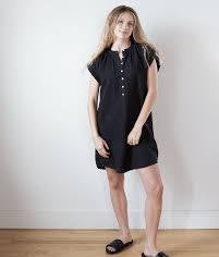 BELLA DAHL CAP SLEEVE HENLEY MINI DRESS