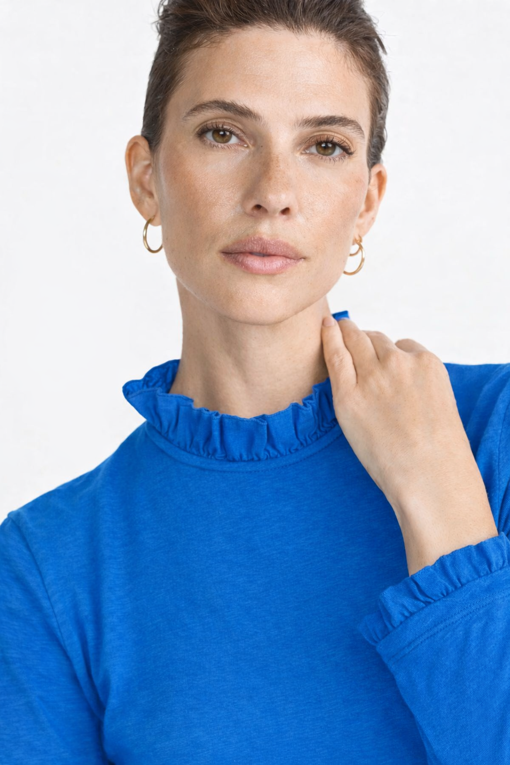 RICH & ROYAL RUFFLED NECK LONG SLEEVE MADE IN PORTUGAL