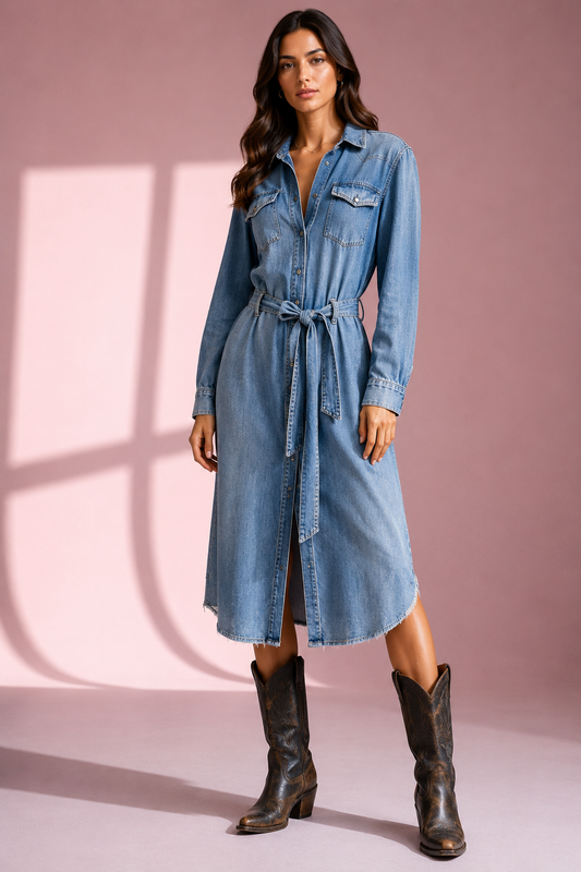 BELLA DAHL FLAP POCKET BELTED DRESS