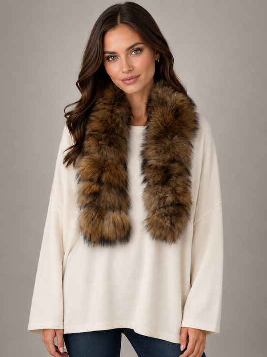 Hand-Knitted Raccoon Fur Scarf