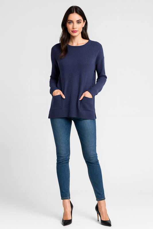 Crew neck with elbows patches and pockets fields