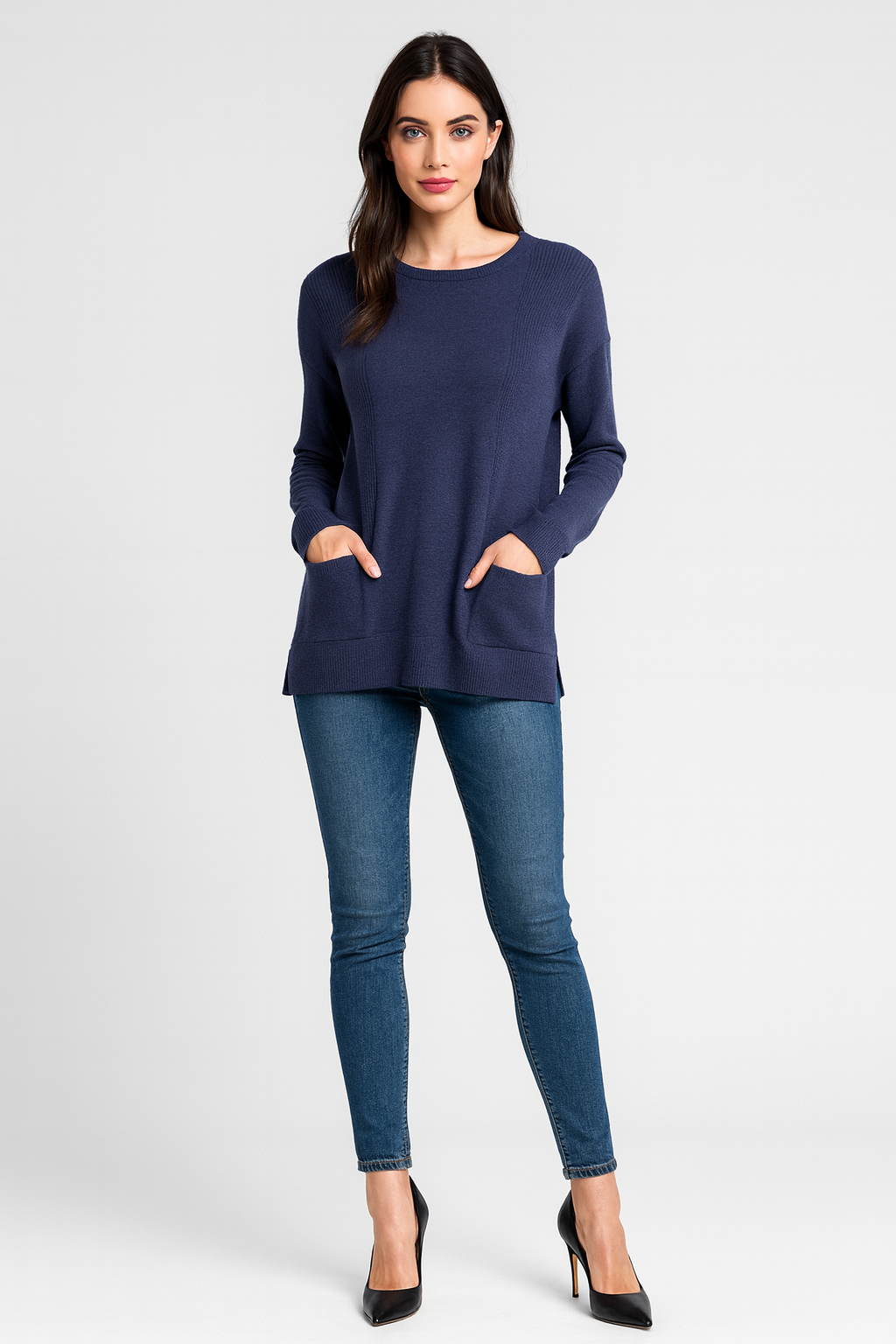 Crew neck with elbows patches and pockets fields