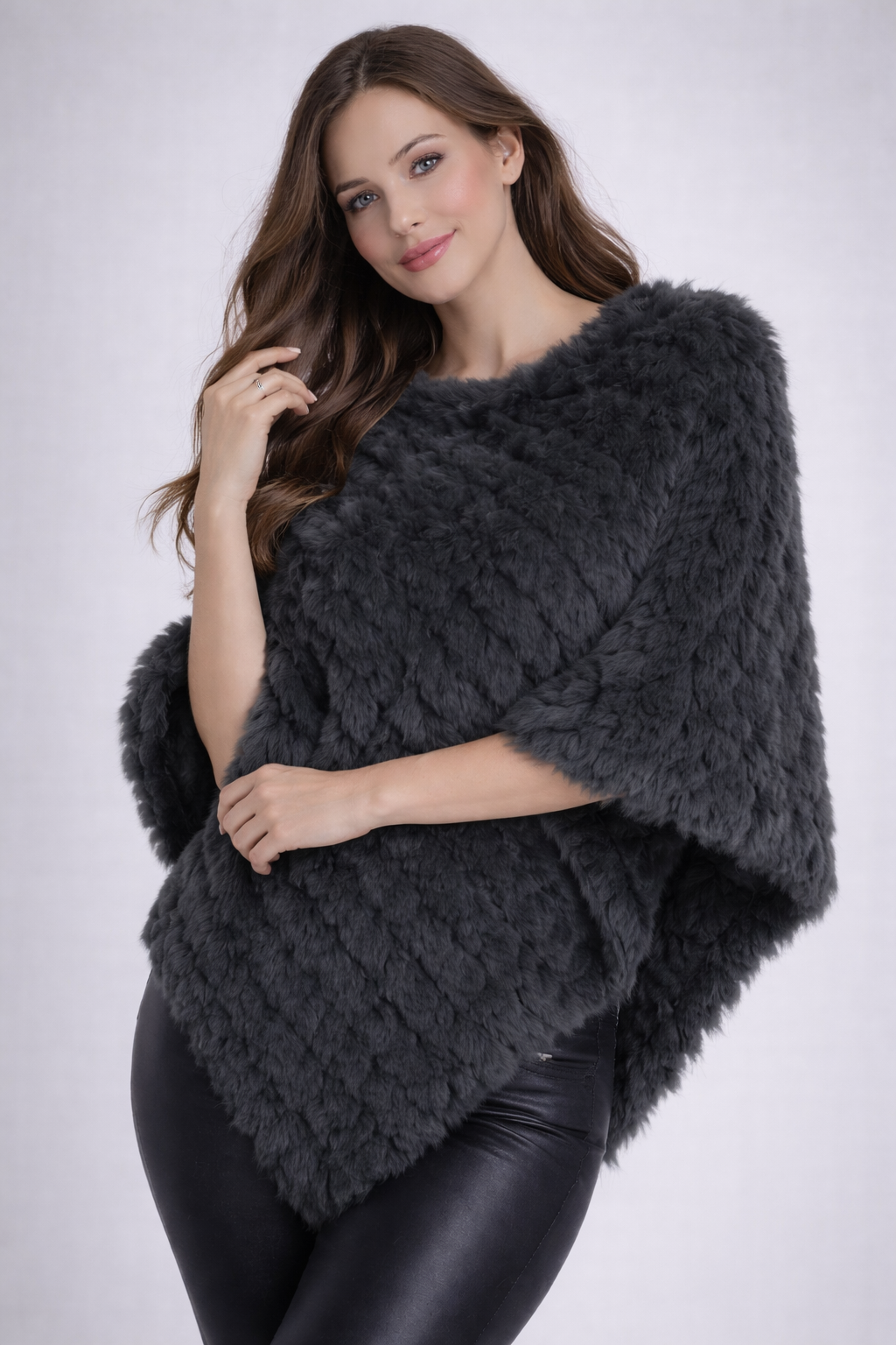 Soft Angora Fur Designer Poncho