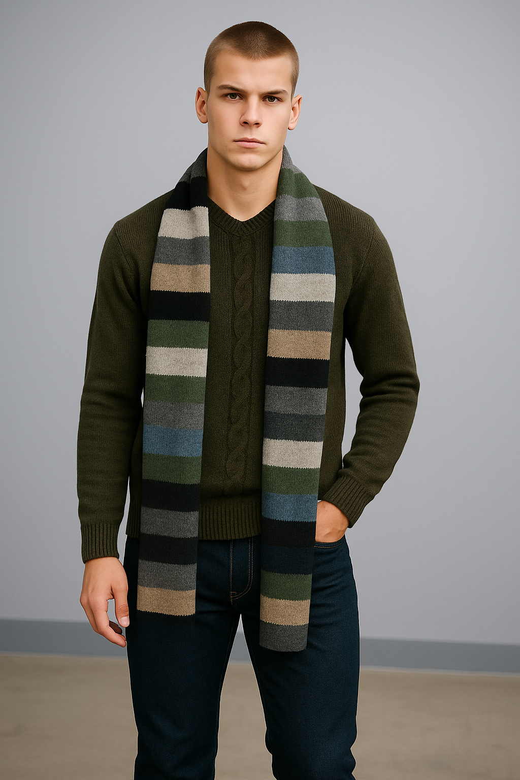 Stripes Merino/Mohair Scarf – Unisex
