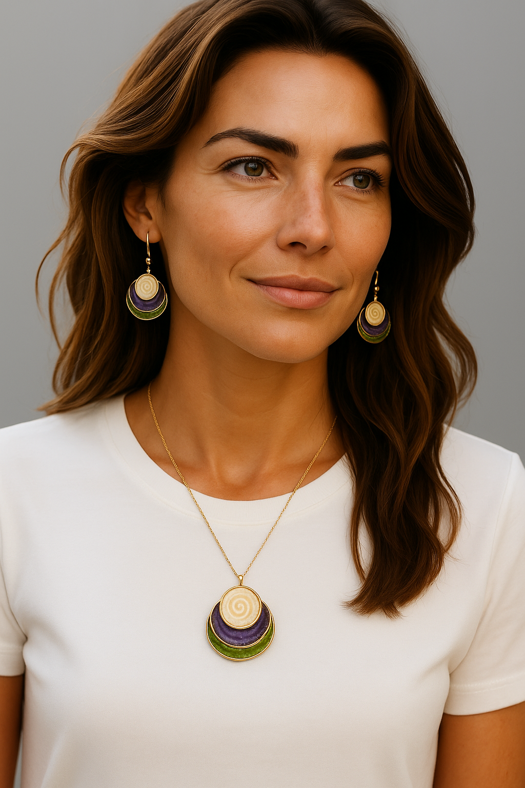 TAHLIA JEWELLERY Set/3pcs Classic Chic Three-Layer Round Bead Enamel