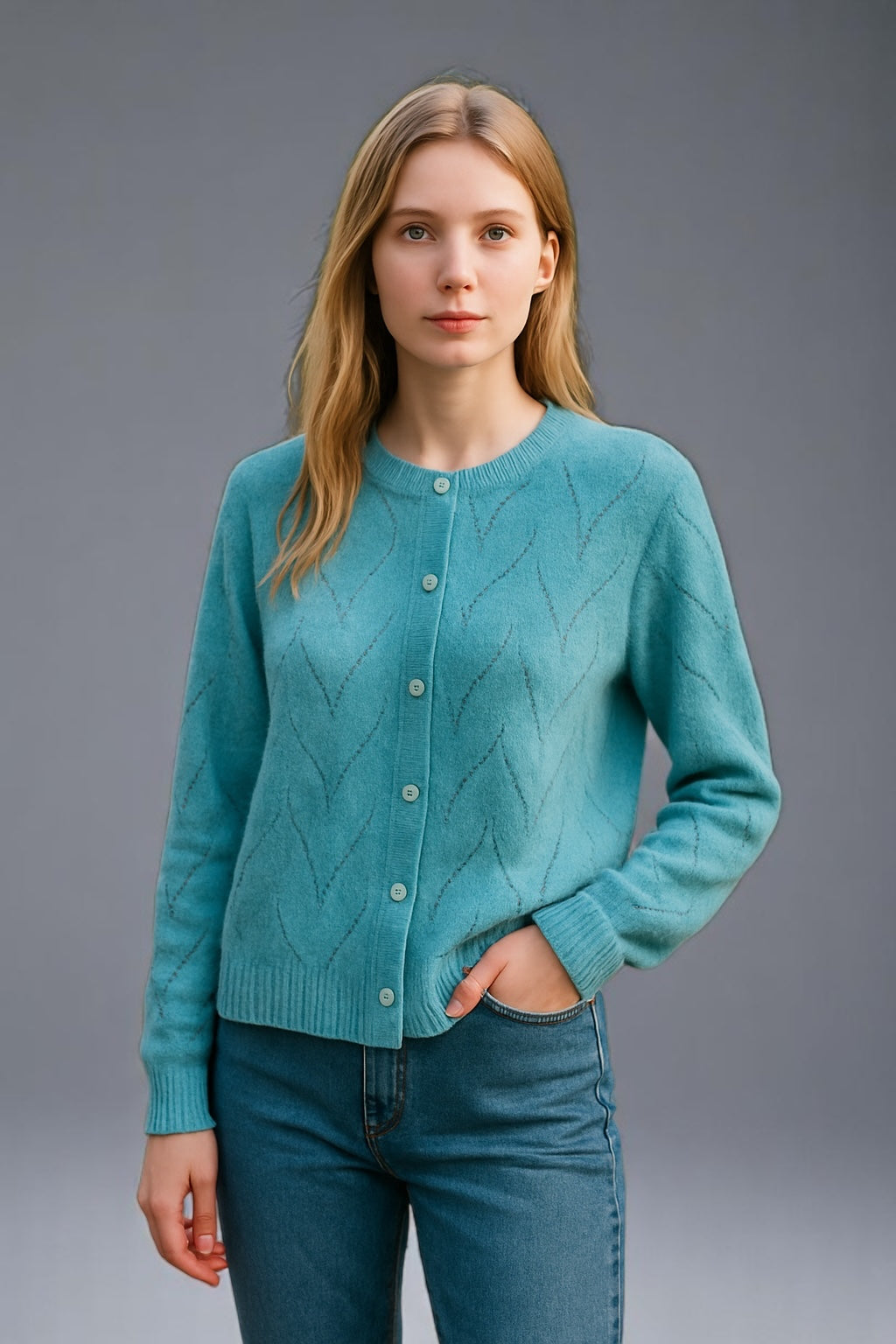 Ribbed cardigan Pure wool