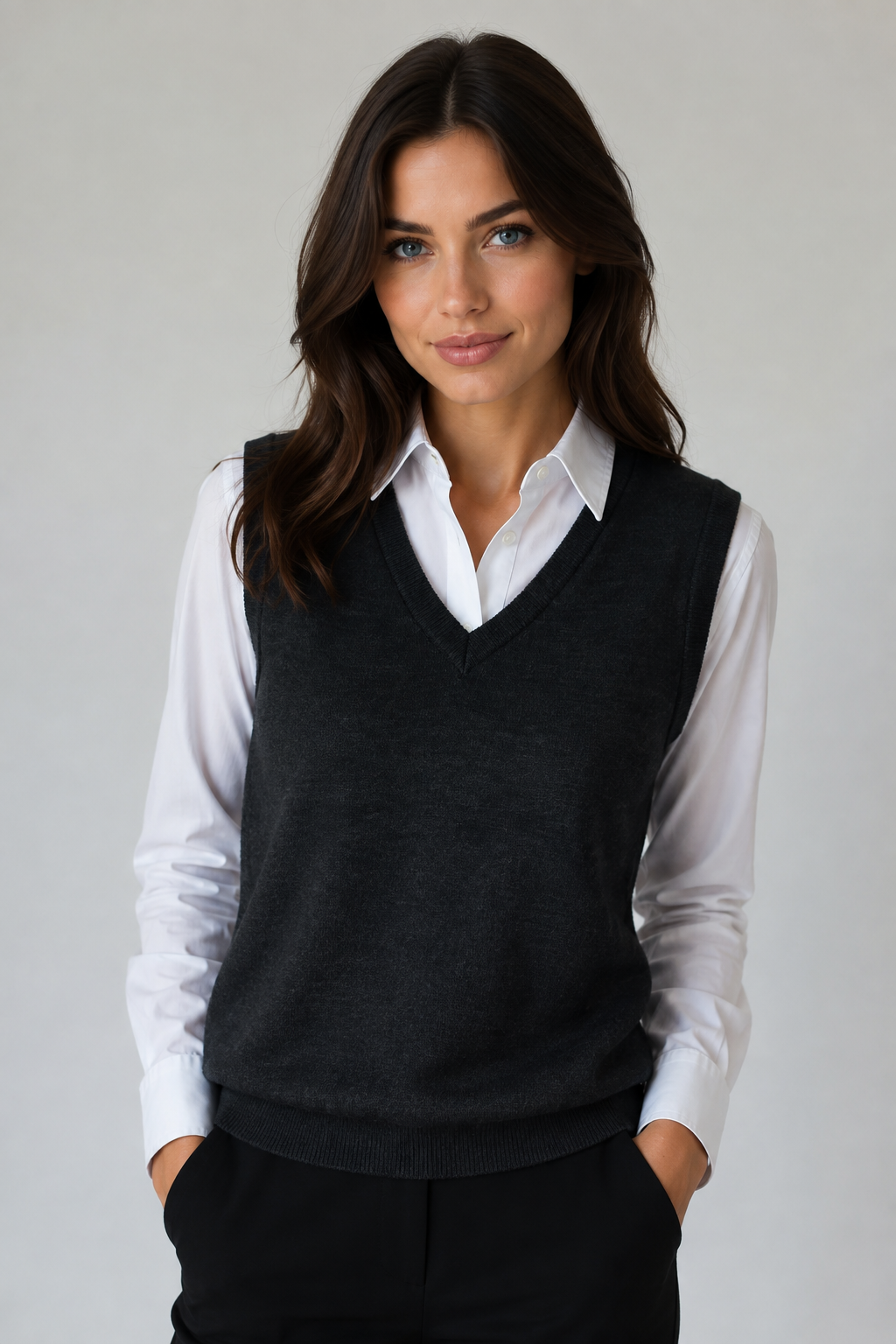 Sovrano Vest Deep vee neck Pure Merino Wool