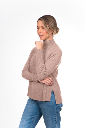 PURE CASHMERE RAGLAN SLEEVE HIGH NECK PULLOVER