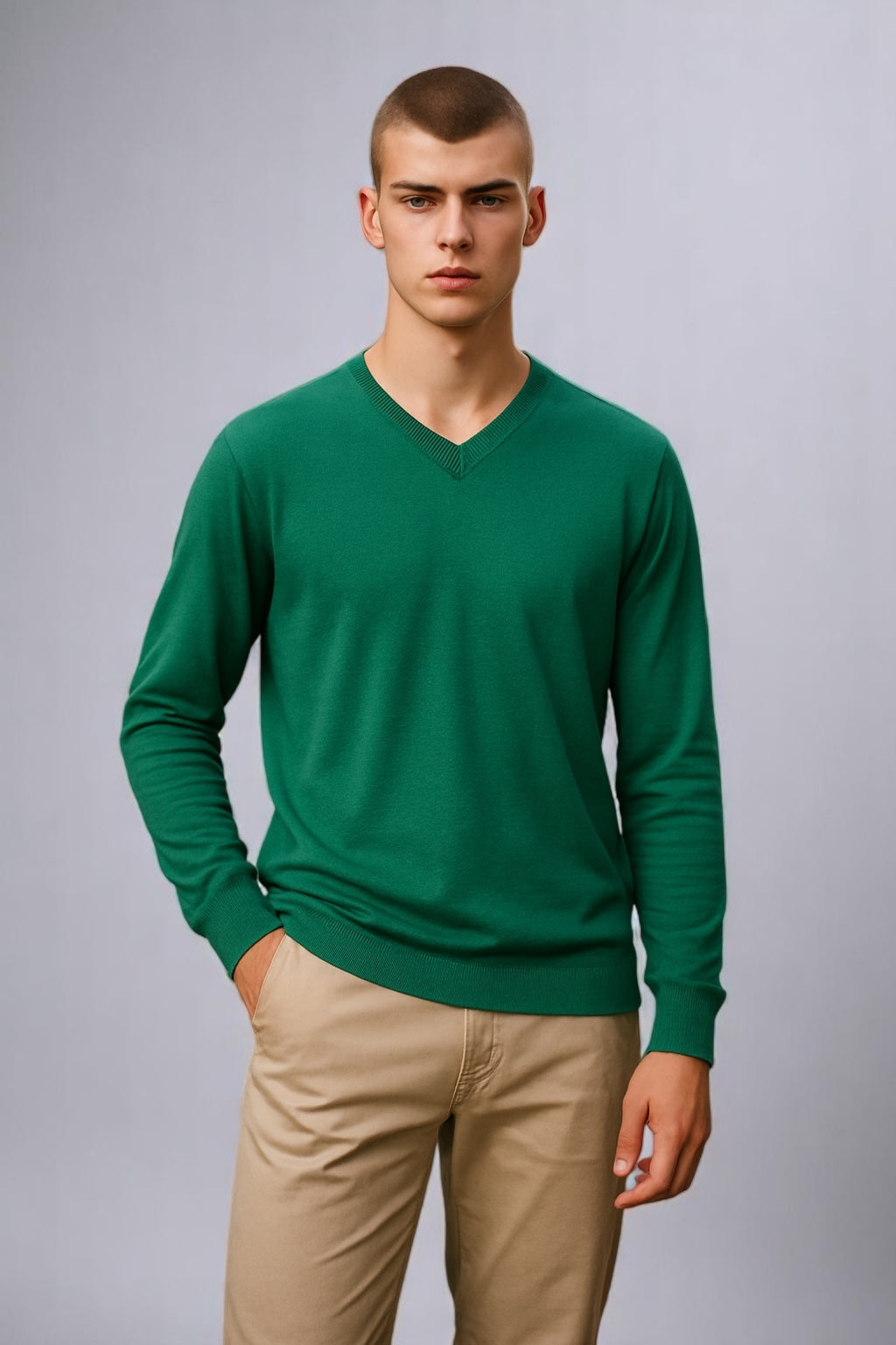 Machine washable V neck Pure wool pullover jumper Fields Classics green only left in 2XL