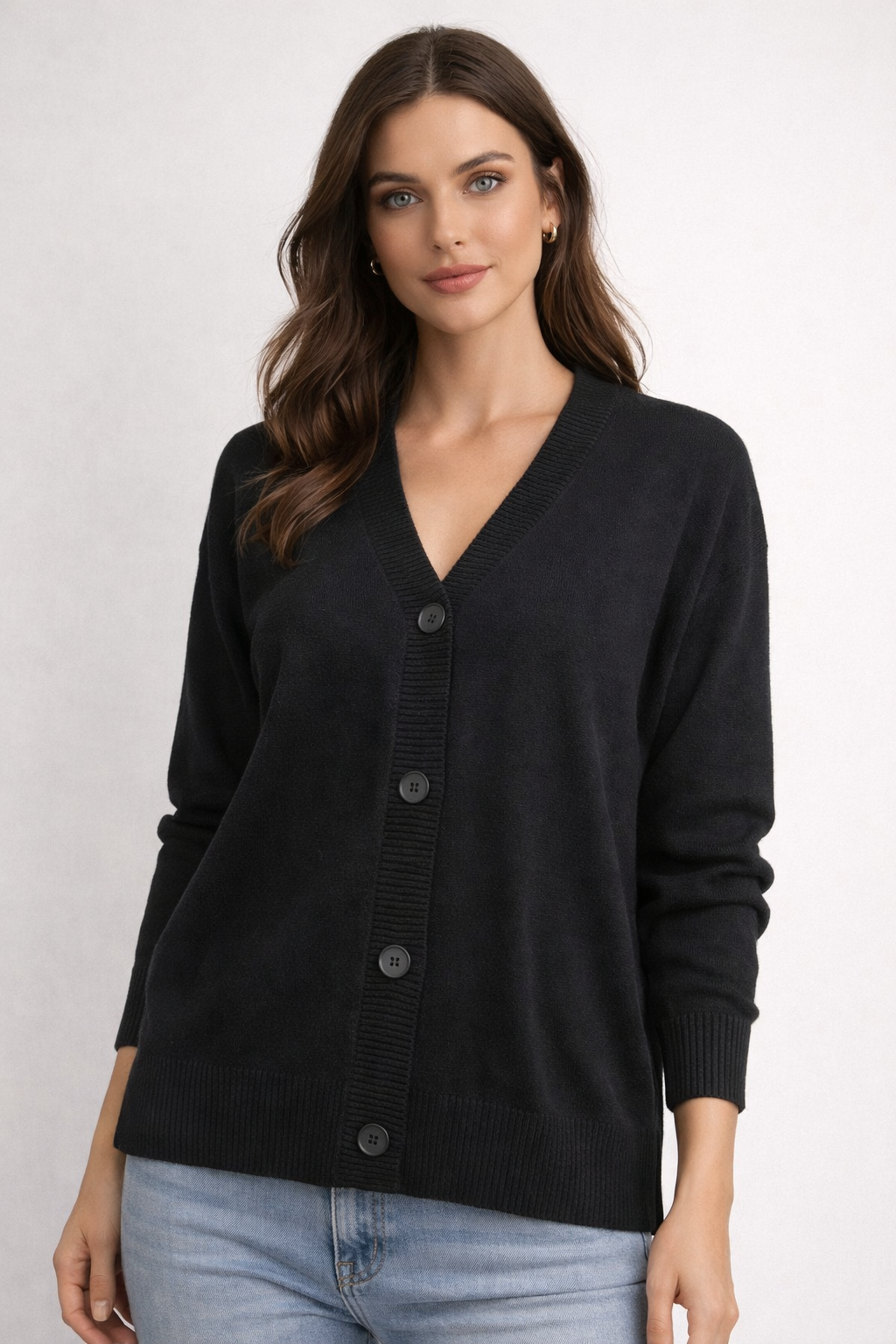 Fields V-Neck Cardigan Detailed Back