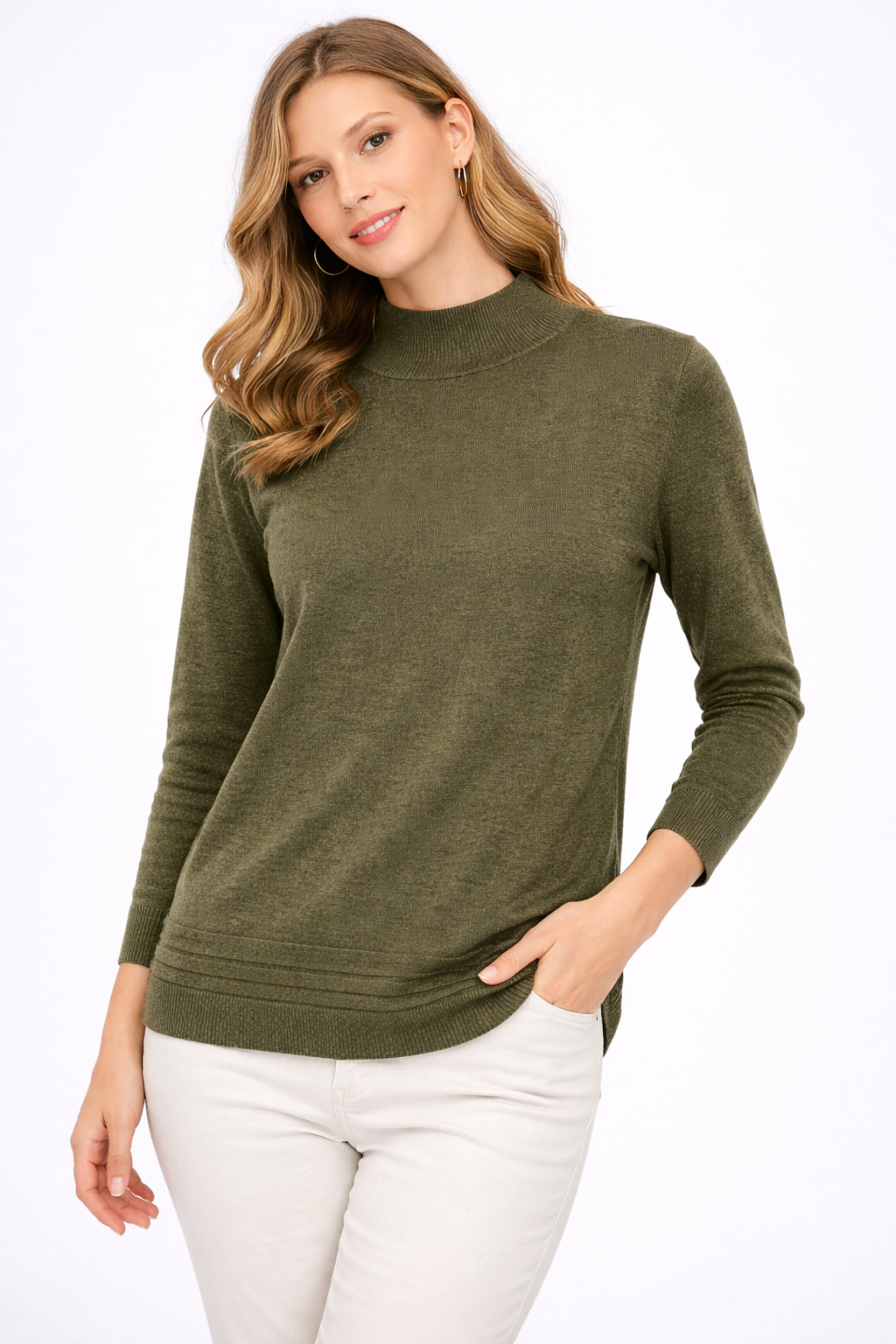 BELLA MOCK / TURTLE NECK PULLOVER WITH DETAILS