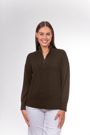CABLE QUARTER ZIP PULLOVER